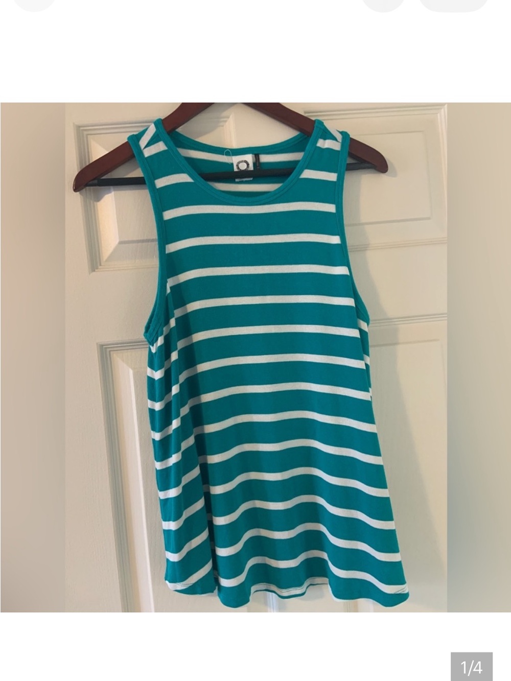 Anthropologie Akemi + Kin Striped Teal and White Knit Top
